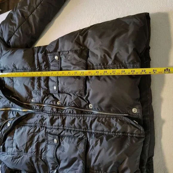 Michael Kors Women’s Black Hooded Puffer Coat Quilted Zip Snap Jacket Size Small - Picture 4 of 8